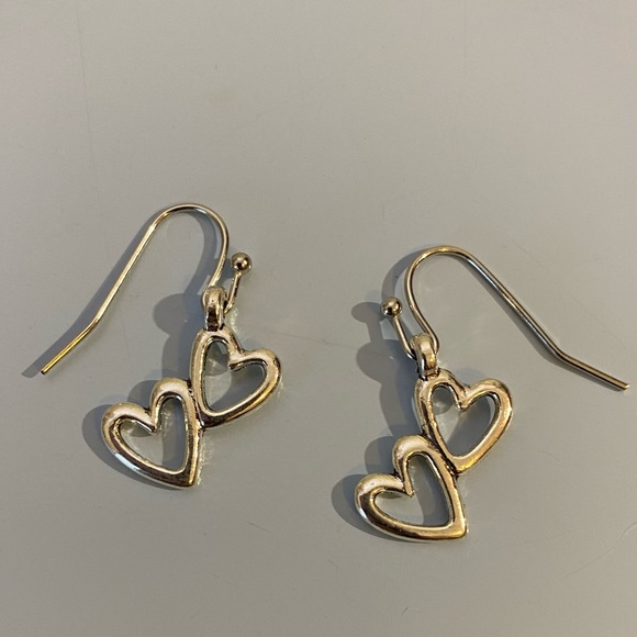 NEW💙💎DOUBLE HEART! DROP EARRINGS!💎💙SILVER TONE! FREE GIFTS & GIFT WRAP TOO! - Picture 2 of 8